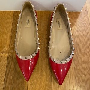 Valentino red rockstud pointy flats